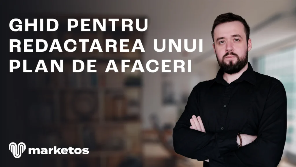 Marian lângă titlul „Ghid pentru redactarea unui plan de afaceri”, pe coperta Marketos