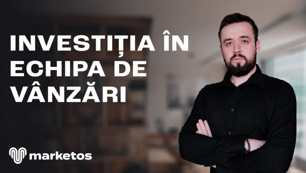 Marian în cămașă neagră, lângă titlul despre investiția în echipa de vânzări, pe coperta Marketos