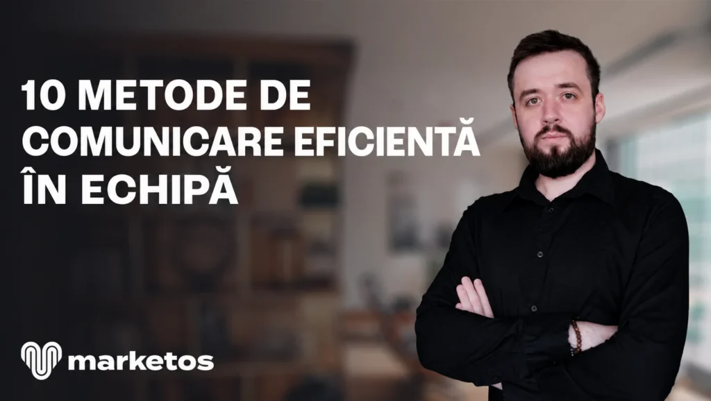 Marian în cămașă neagră, lângă titlul despre comunicare eficientă în echipă, pe coperta Marketos