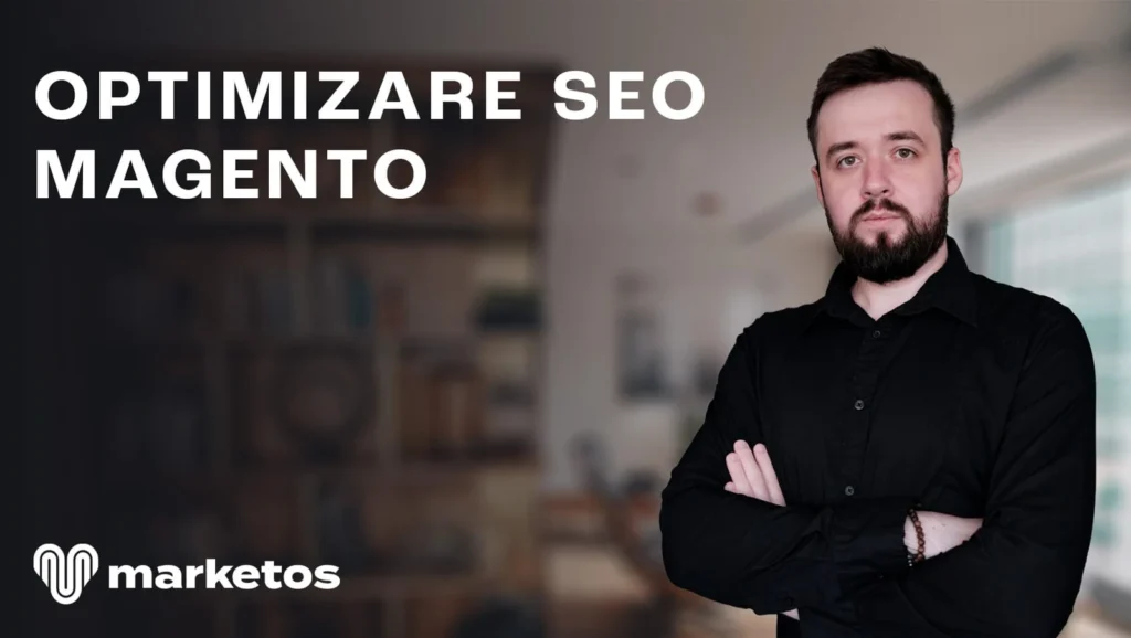 Marian lângă titlul „Optimizare SEO Magento”, pe coperta Marketos