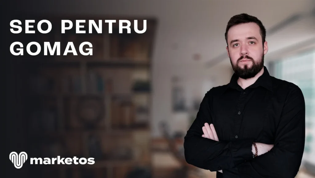 Marian lângă titlul „SEO pentru Gomag”, pe coperta Marketos